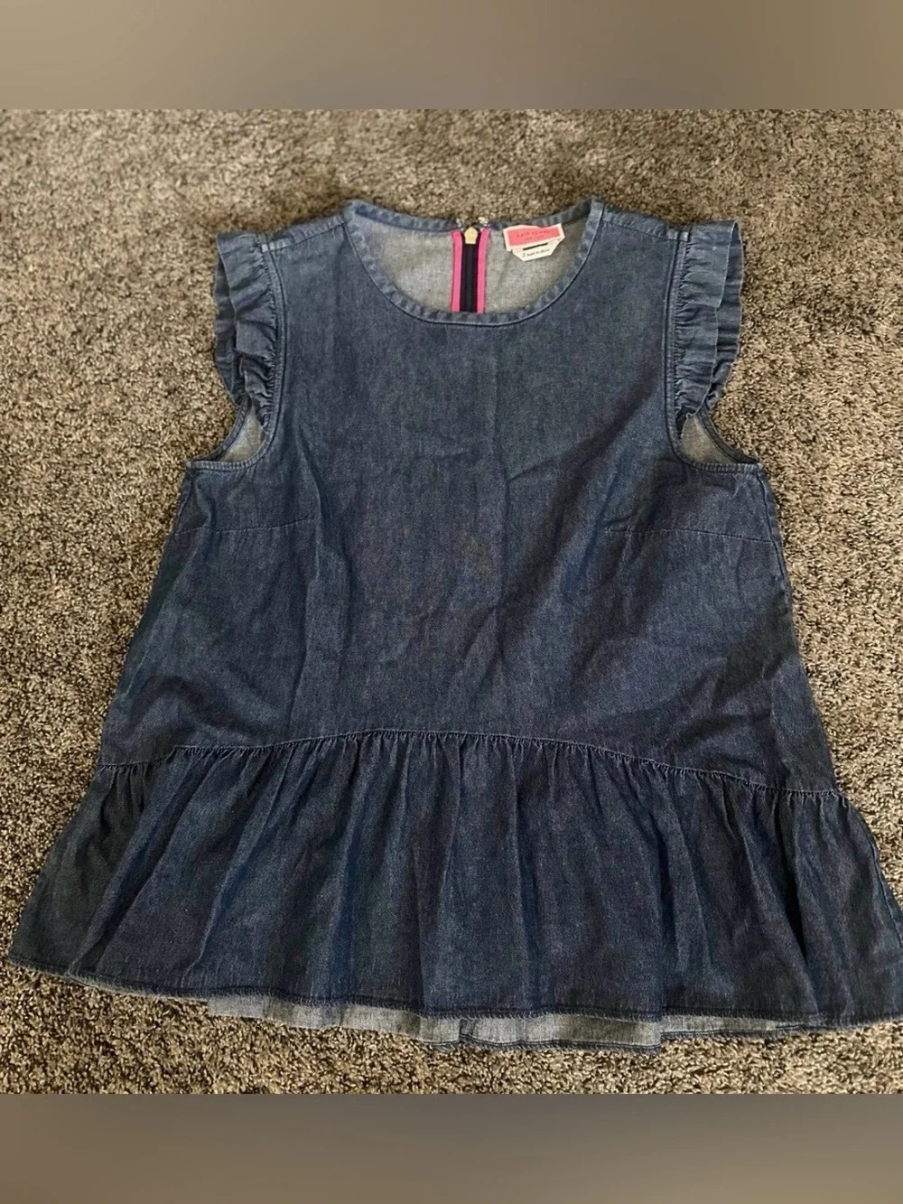 Kate Spade Blue Denim Ruffle Blouse Size 2 0360